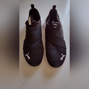 Puma Women's Black and White Slip-On Sneakers